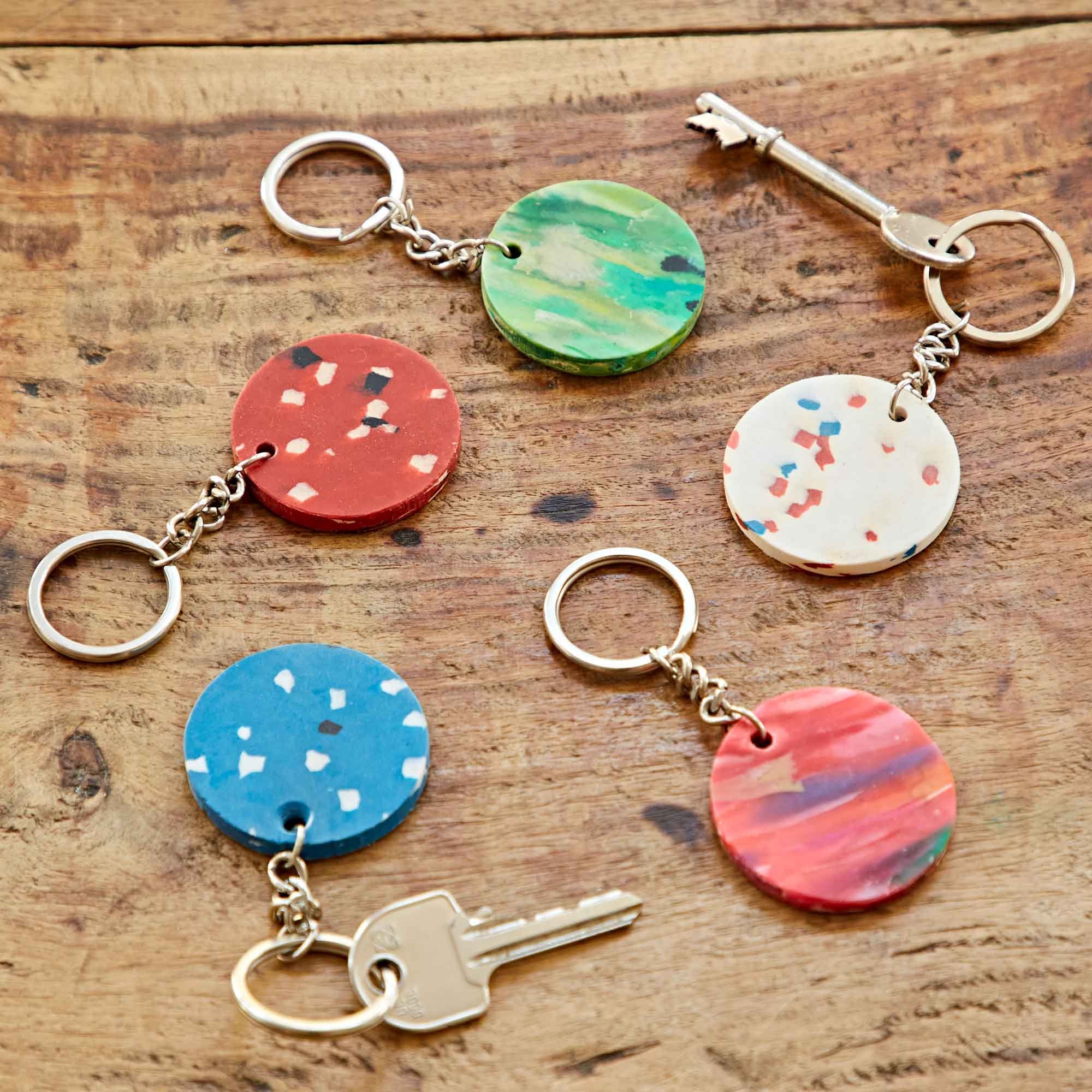 Recycled Plastic Round Keyring - Key Chain - Key Ring - Key Fob - Eco Friendly Gift - Sustainable Gift - Colourful Key Ring - Recycled Gift