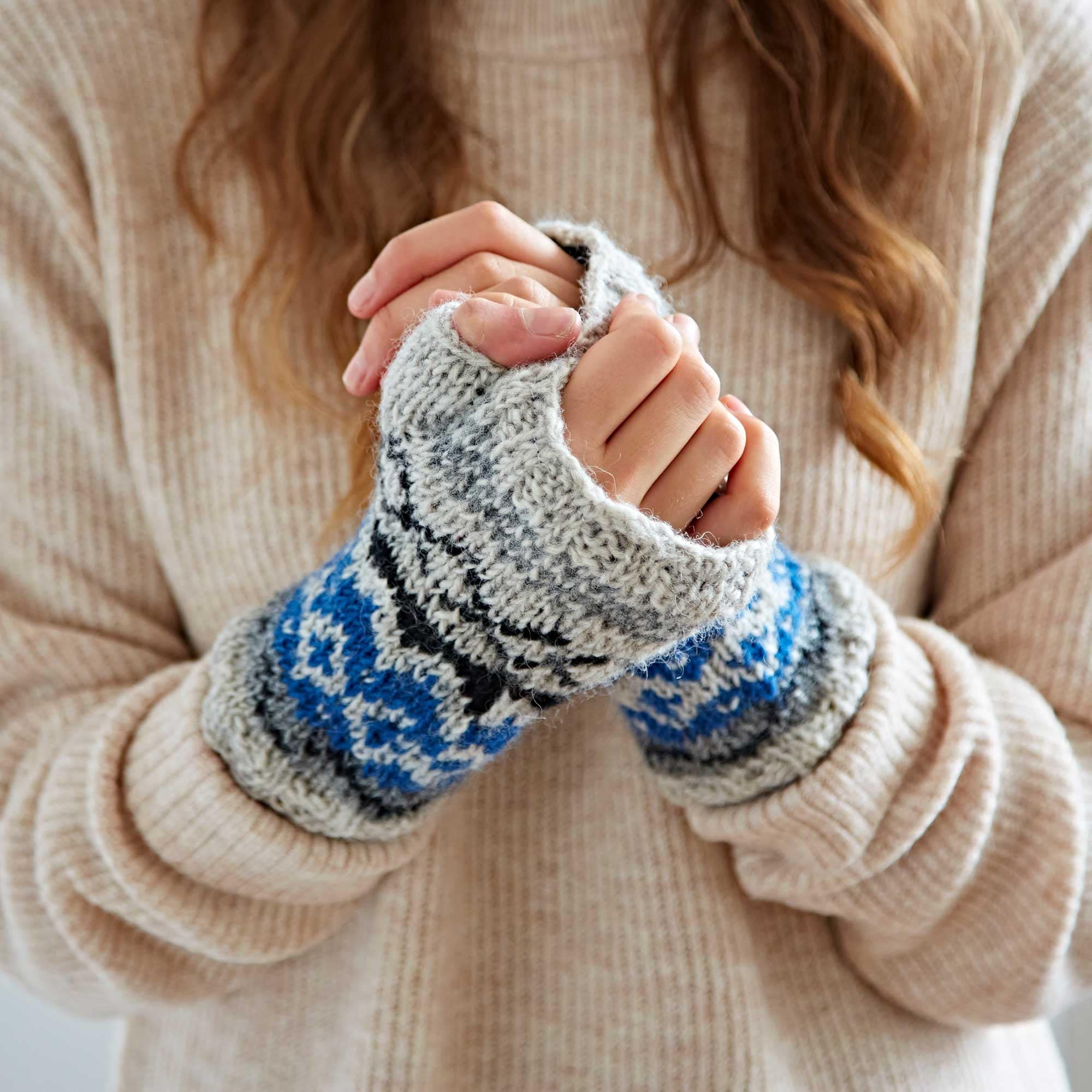 Woollen Fairisle Handwarmer Gloves - Autumn/Winter Warmers - Stocking Fillers - Matching Socks and Handwarmers - Fair Trade - Fingerless