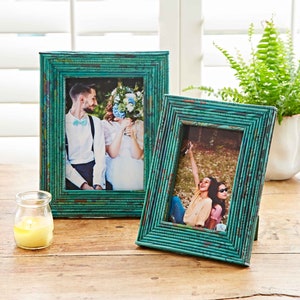 Recycled Newspaper Photo Frame 6x4, 7x5 & 10x8 Picture Frame Paper Colourful And Unique Photo Frame Sustainable Picture Frames Teal