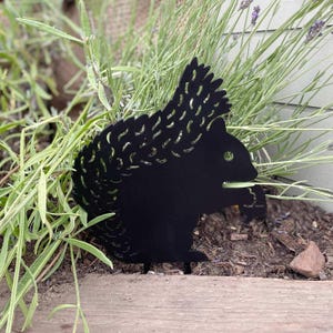 Handmade Recycled Metal Squirrel Garden Stake – Garden Décor, Eco-Friendly Woodland Animal Ornament
