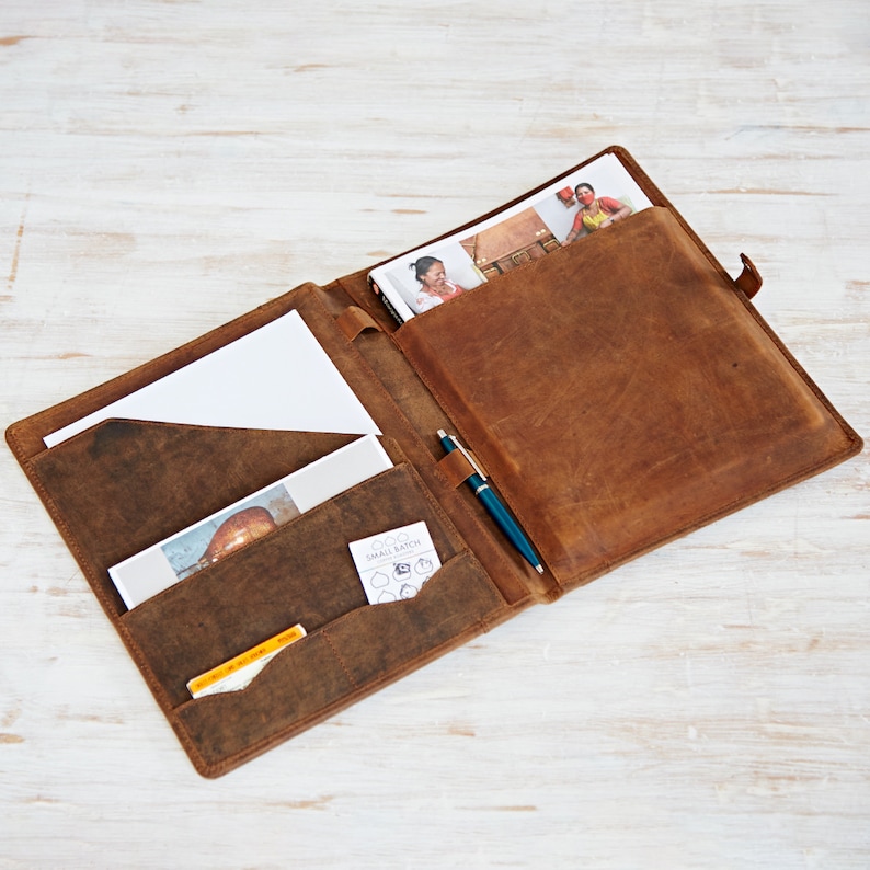 Personalised Buffalo Leather Portfolio Folder Organiser Etsy