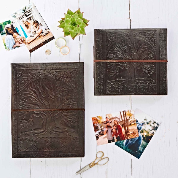 Leather Tree of Life Embossed Photo Album - Leather Picture Album - Leather Scrapbook - 4 Sizes - Wedding Album