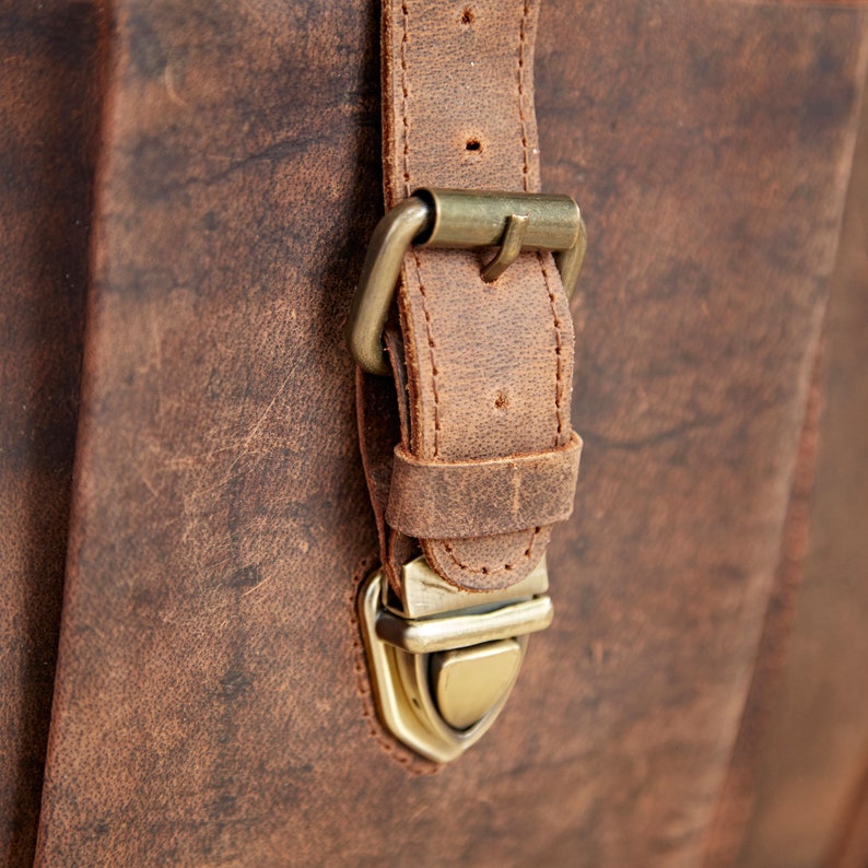 Personalised Handmade Buffalo Leather Briefcase Shoulder Bag Leather Messenger Bag Personalized Monogram Crossbody Bag Bags For Men image 7