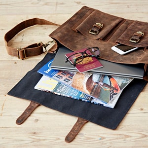 Personalised Handmade Buffalo Leather Briefcase Shoulder Bag Leather Messenger Bag Personalized Monogram Crossbody Bag Bags For Men image 6