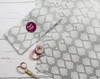 Silver Heart Craft Pack – 20 Sheets FSC Certified Larger Than A4 – Eco Friendly Wrapping Paper – Gift Wrap Paper Pack – Wedding Wrapping