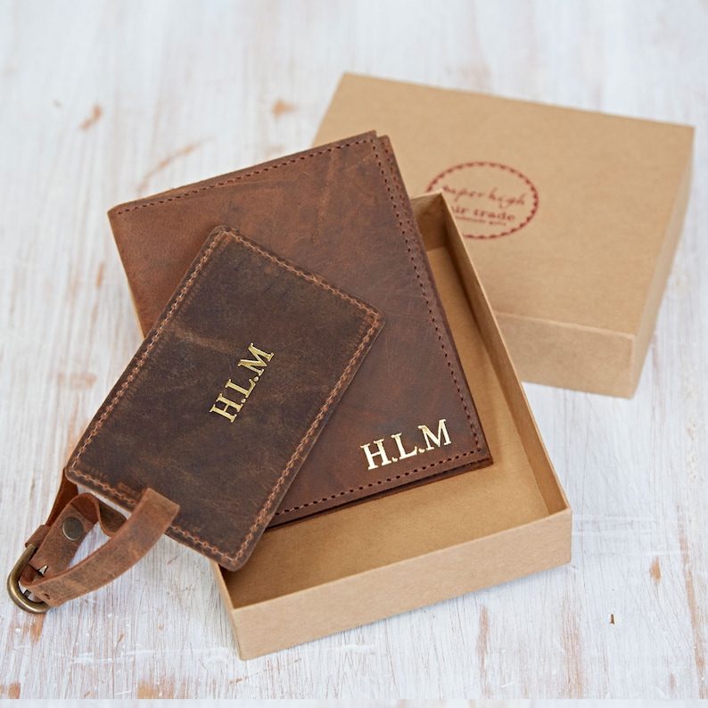 Personalised Leather Passport Cover and Luggage Tag Set Etsy
