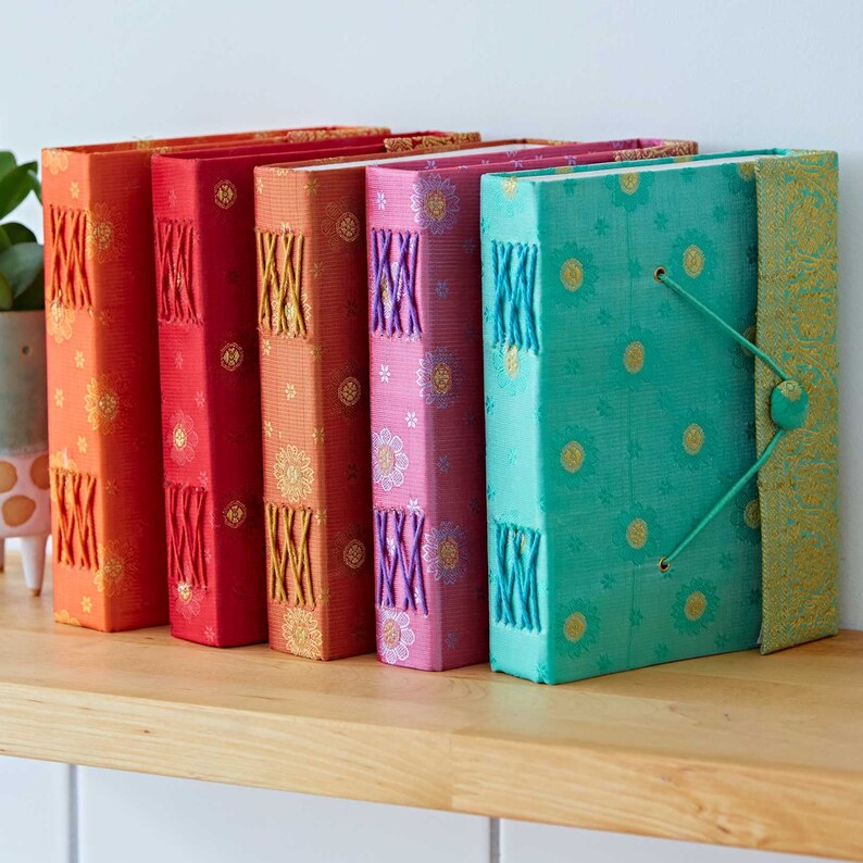 Handmade Sari Journal 5 Colours Pocket Notebook Etsy