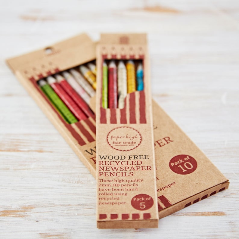 Recycled Newspaper Pencil Set Set Of Pencils Pencils In Box Back To School Gift Sustainable Gift Eco-Friendly Pencils No Wood image 2