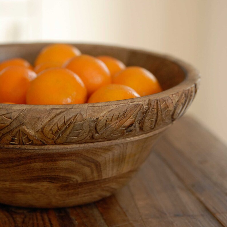 Handmade Fair Trade Carved Wooden Bowl Serving Bowls Salad Etsy