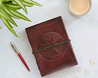 Celtic Cross Leather Journal - Leather Journal - Leather Notebook - Leather Scrapbook - Recycled Paper - Writing Book - Gift For Writers