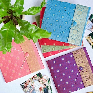 Albums photo sari album photo en tissu fait main album photo coloré album fait main album de mariage tissu sari indien sari image 3