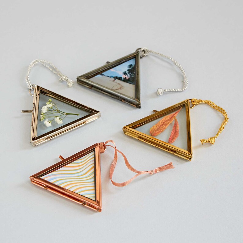Triangular Hanging Photo Frame Glass and Metal Picture Frame Etsy UK