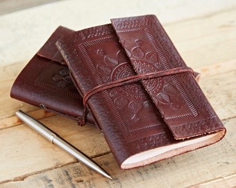 Indra Medium Embossed Leather Notebook