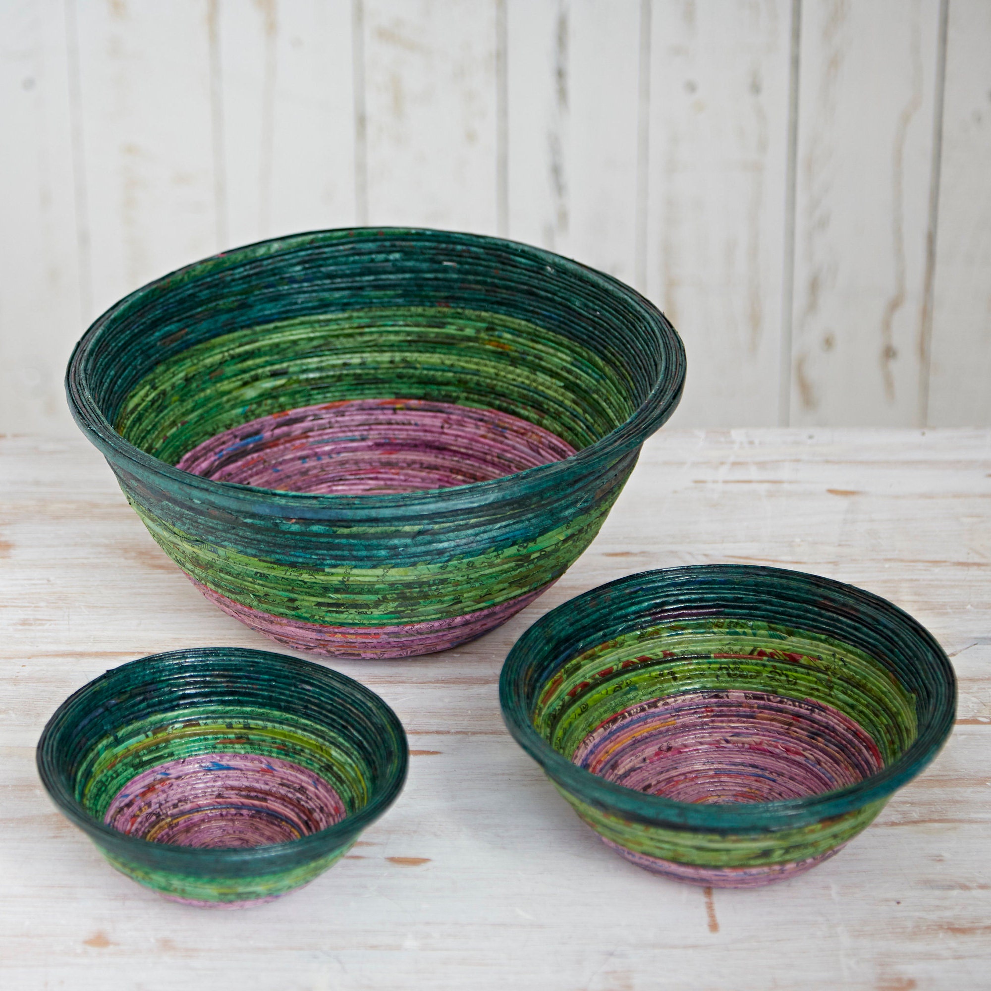 Recycled Newspaper Bowls Paper Bowls Handmade Bowl Etsy