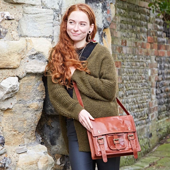 Personalised leather online satchel
