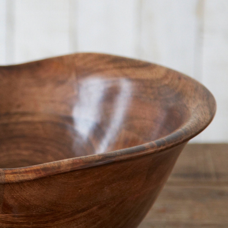 Natural Mango Wood Fruit Bowl Hand Carved Polished Wooden Bowl Fair Trade, Handmade and Sustainable Kitchenware Home Décor image 5