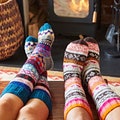 Hand Knitted Fair Isle Wool Socks: Colourful Nordic Fairtrade Socks product logo