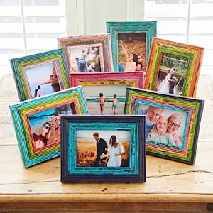 Multi Aperture Photo Frame. Holds Six 6x4 Sized Images. 20x70cm. Portrait  or Landscape. Handmade by Arthome. 