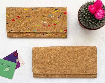 Cartera de mano de corcho natural - Cartera de mujer hecha a mano - Tarjetero vegano de origen sostenible - Billetera - Cartera - Regalo