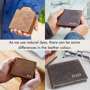 Cartera de piel de búfalo personalizada hecha a mano - Monedero - Cartera plegable - Monedero y portamonedas - Regalo personalizado para él imagen 5