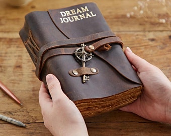 Personalised Buffalo Leather Journal: Handmade Travel Diary with Key