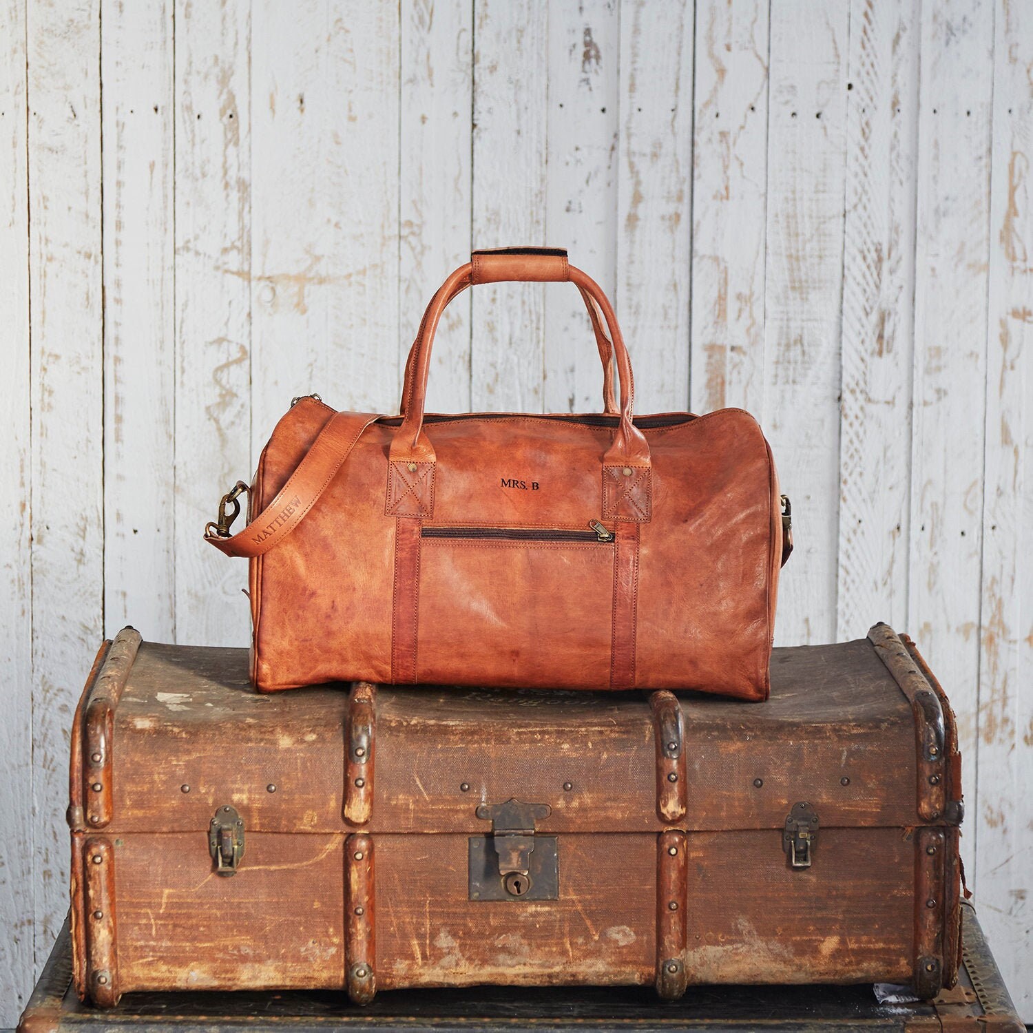 small leather travel bag