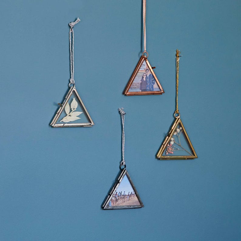 Triangular Hanging Photo Frame: Recycled Glass Christmas Ornament - Etsy