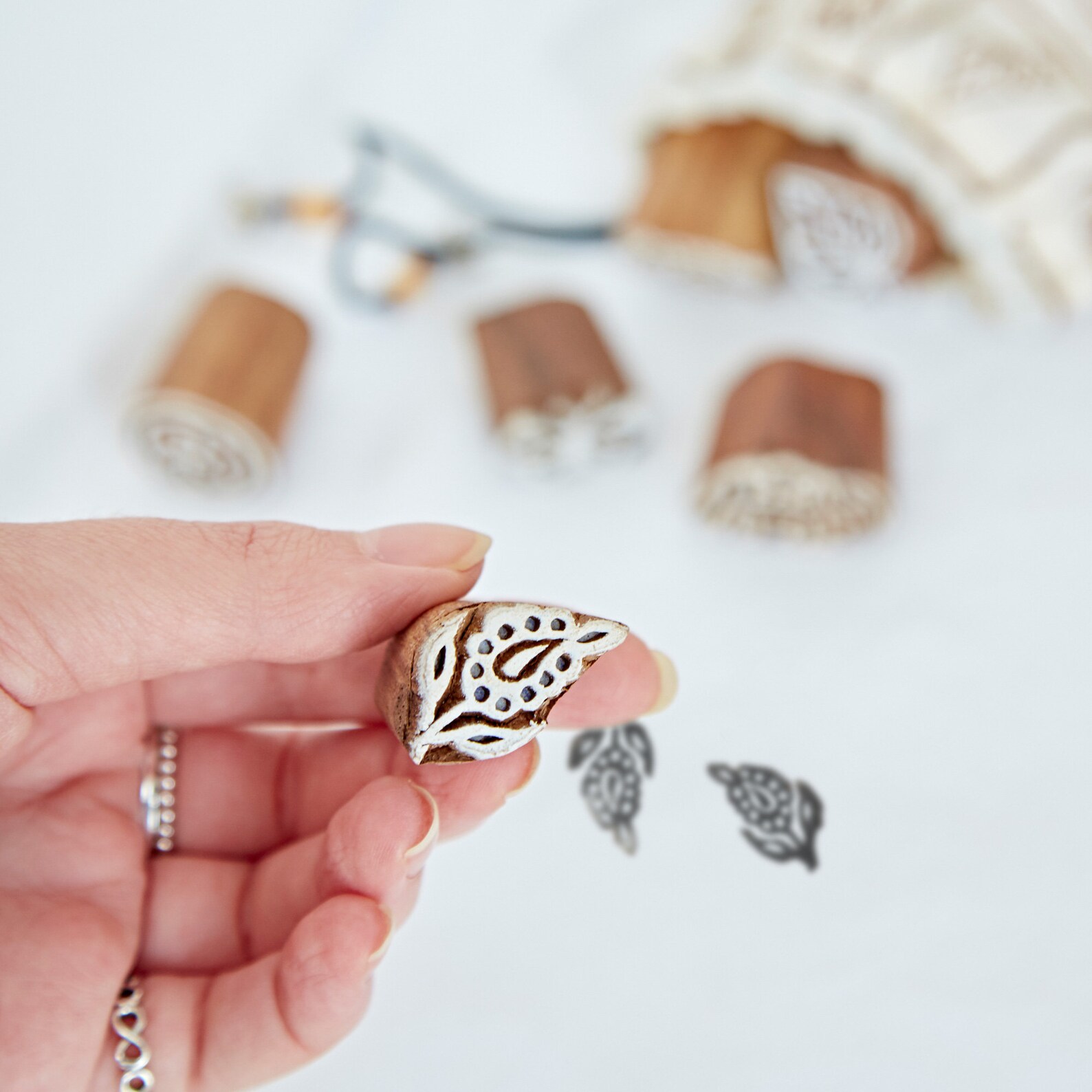 Six Assorted Mango Wood Blocks Craft Paper Stamp Fabric Etsy