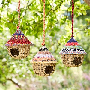 Round Recycled Cotton Birdhouse - Outdoor Decoration - Recycled Material - Garden Accessory - Hanging Garden Decoration - Bird Nester