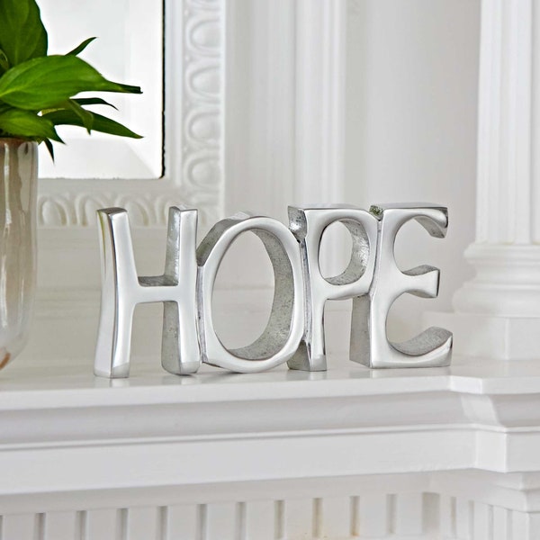 Recycled Metal Hope Sign  - Free Standing Metal Letters - Shelf Metal Sign - Mantelpiece Decor - Table Top Decoration - Home Decor