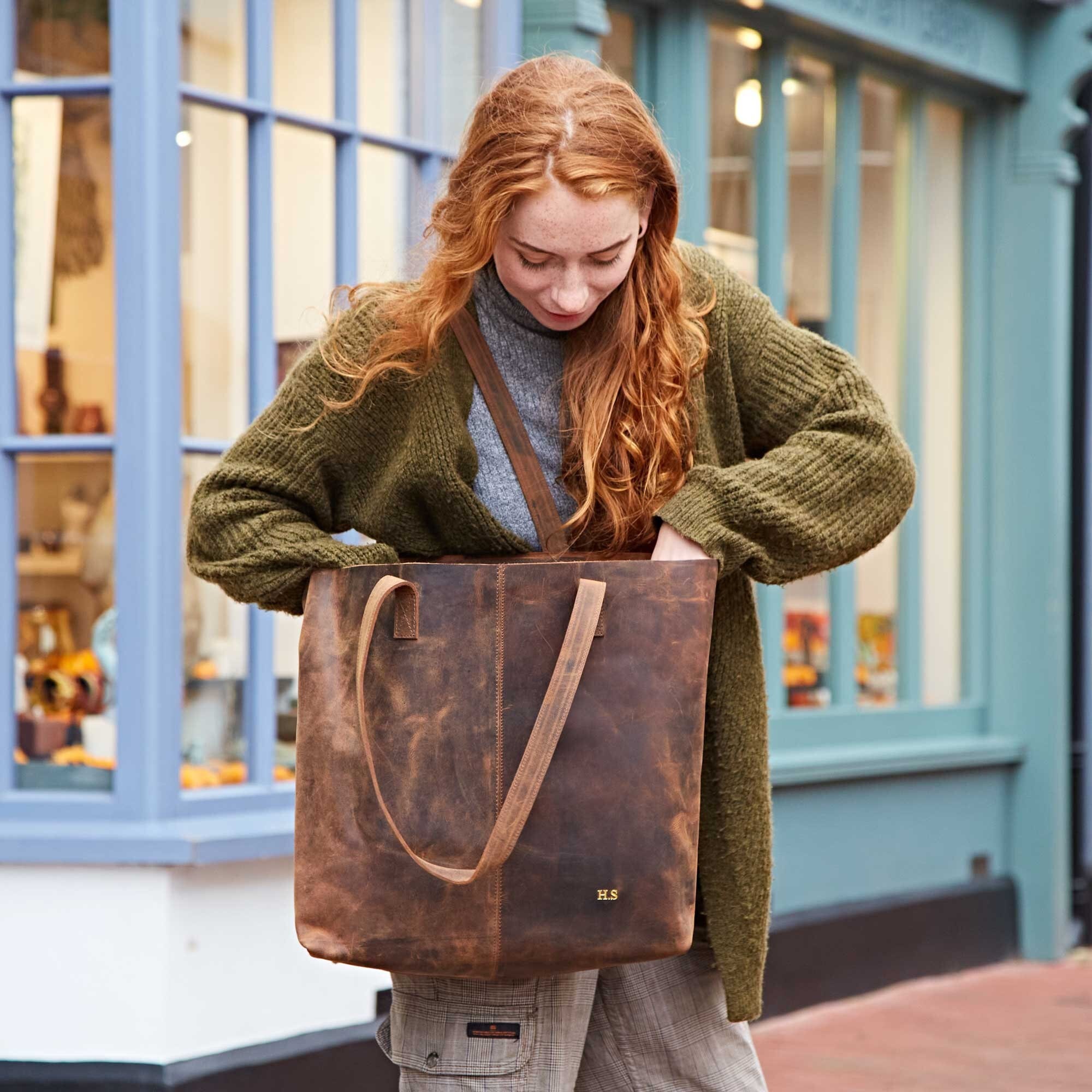 Personalised Buffalo Leather Shopping Bag Shoulder Bag - Etsy