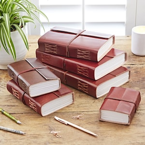 Diari in pelle invecchiata fatti a mano - Quaderno diario semplice - Carta riciclata senza fodera - Regalo per scrittori