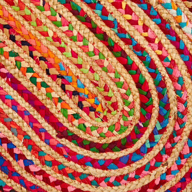 Multicoloured Jute And Cotton Oval Rag Rug Recycled Rag Rug Etsy