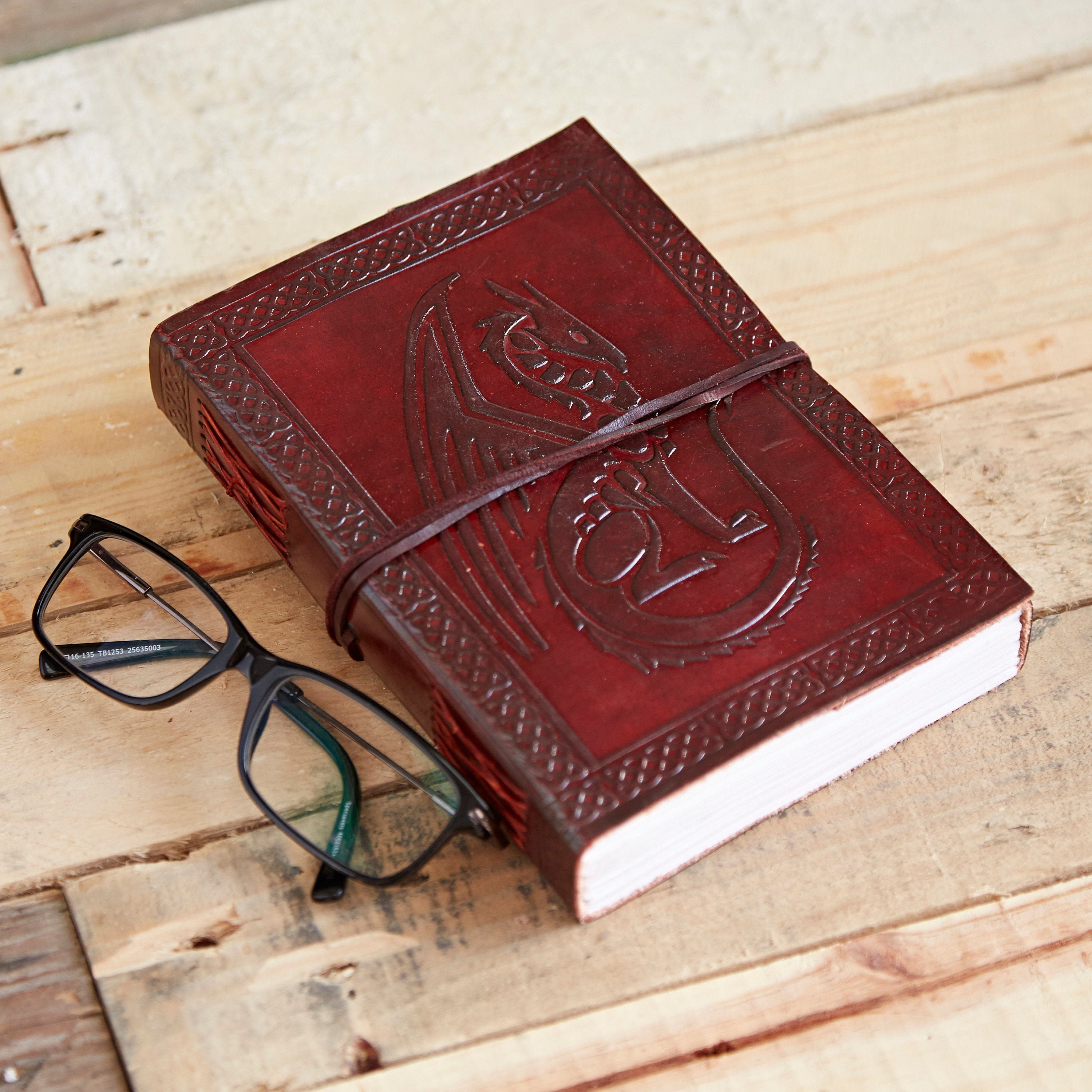 Celtic Dragon Leather Journal - Leather Journal - Dragon Leather Note…