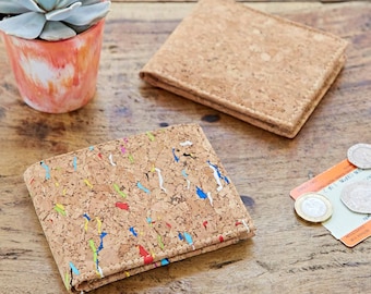 Natural Cork Billfold Wallet - Sustainable Coin Wallet - Bi-Fold Wallet - Cash And Coin Holder - Gift for Him - Vegan Friendly