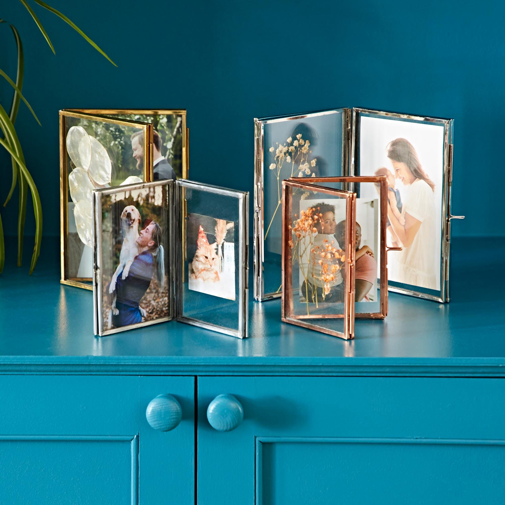 Double Hinged Photo Frame Silver UK