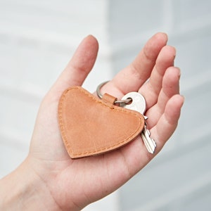 Leather Heart Keyring Love Heart Key chain Third Anniversary Keychain Partner Love Heart Key Fob image 2