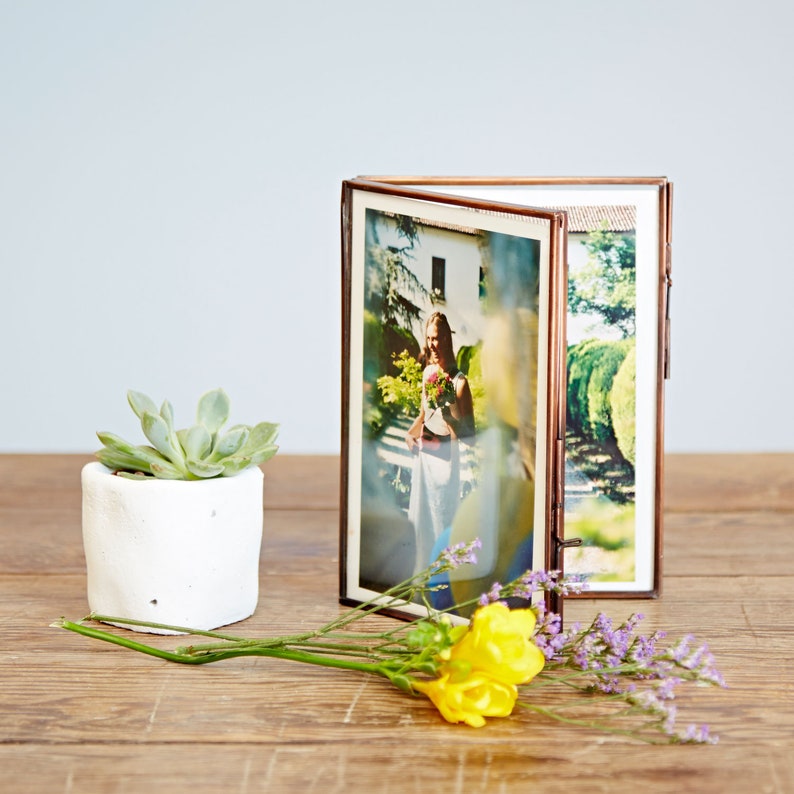 Recycled Glass And Metal Photo Frame Picture Frame Industrial Frame Home Décor For Images 4x4 6x4 7x5 10x8 Wedding Frames image 8