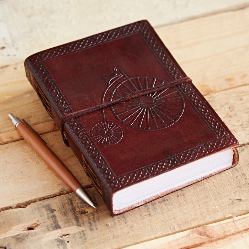 Penny Farthing Leather Journal Unlined Leather Journal Etsy UK