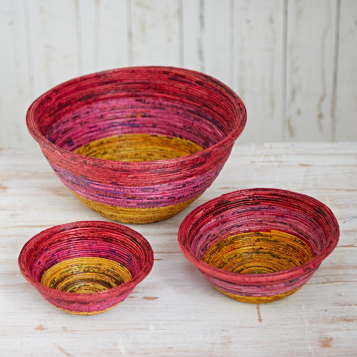 Recycled Newspaper Bowls Paper Bowls Handmade Bowl Etsy