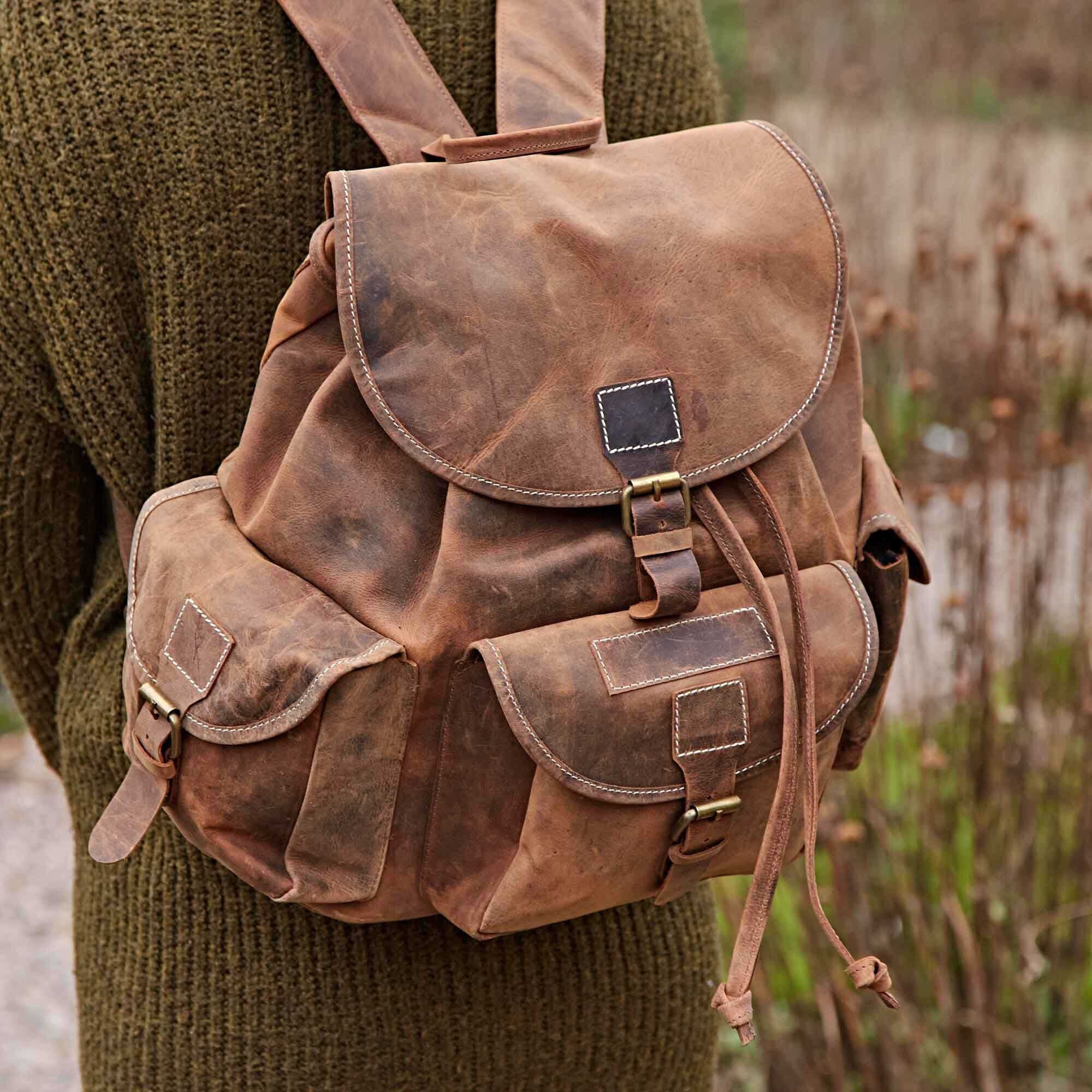 personalised leather rucksack