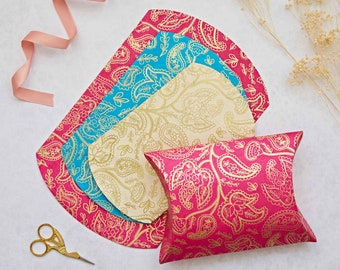 Paisley Pillow Boxes - 3 Sizes - Perfect Christmas Gift Box - Gift Wrapping - Vibrant Colours - Handmade - Fair Trade - Natural Dye