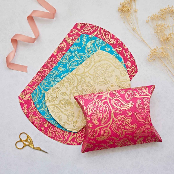 Paisley Pillow Boxes - 3 Sizes - Perfect Christmas Gift Box - Gift Wrapping - Vibrant Colours - Handmade - Fair Trade - Natural Dye