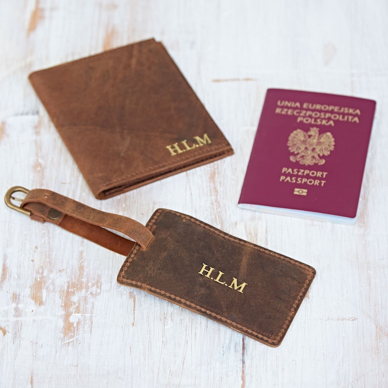 Personalised Leather Passport Cover and Luggage Tag Set Etsy