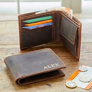 Cartera de piel de búfalo personalizada hecha a mano - Monedero - Cartera plegable - Monedero y portamonedas - Regalo personalizado para él imagen 2