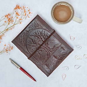 Diario in pelle Tree Of Life - Diario in pelle - Quaderno in pelle - Album in pelle - Carta riciclata - Quaderno per scrivere - Regalo per scrittori