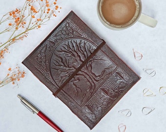 Tree Of Life Leather Journal - Leather Journal - Leather Notebook - Leather Scrapbook - Recycled Paper - Writing Book - Gift For Writers