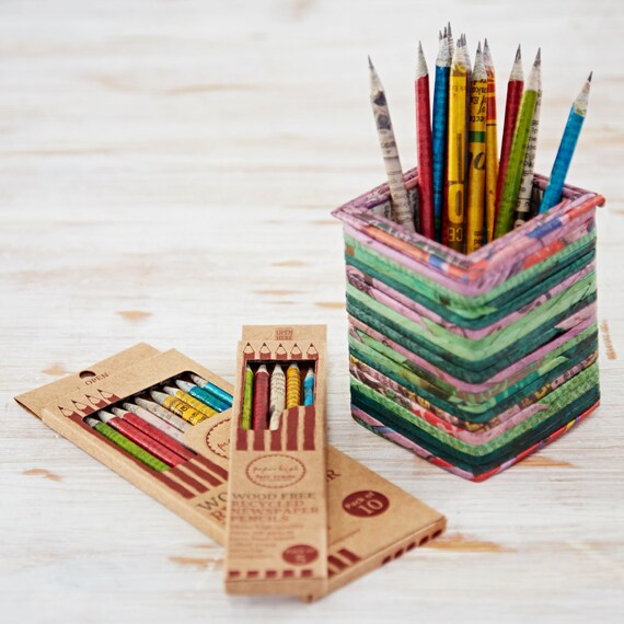 Set of 24 Recycled Newspaper Pencils