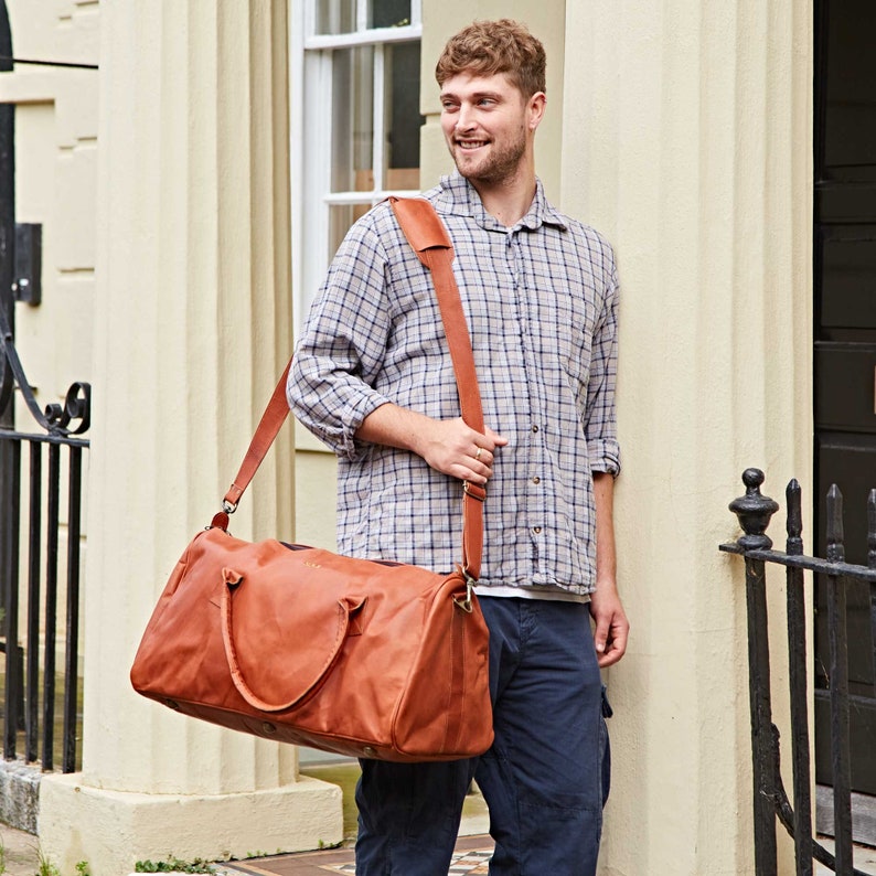 Personalised Leather Duffle Style Gym Bag Leather Bag Etsy UK