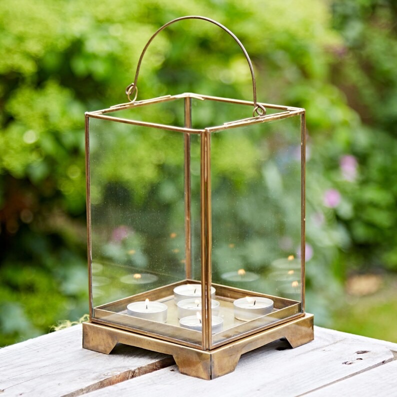 Handmade Candle Lantern Antique Effect Brass Storm Lantern Etsy UK